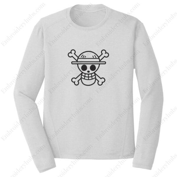 Straw Hat Logo Black Embroidery Design - One Piece Anime Embroidery Design