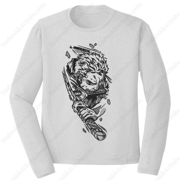 Zoro 3 Sword Style Embroidery Design - One Piece Anime Embroidery Design