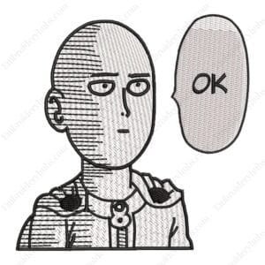 Saitama OK Embroidery Design - One Punch Man Anime Embroidery Design