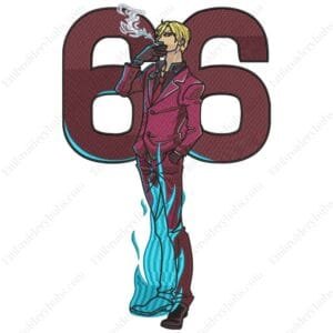Sanji Germa 66 Embroidery Design - One Piece Anime Embroidery Design