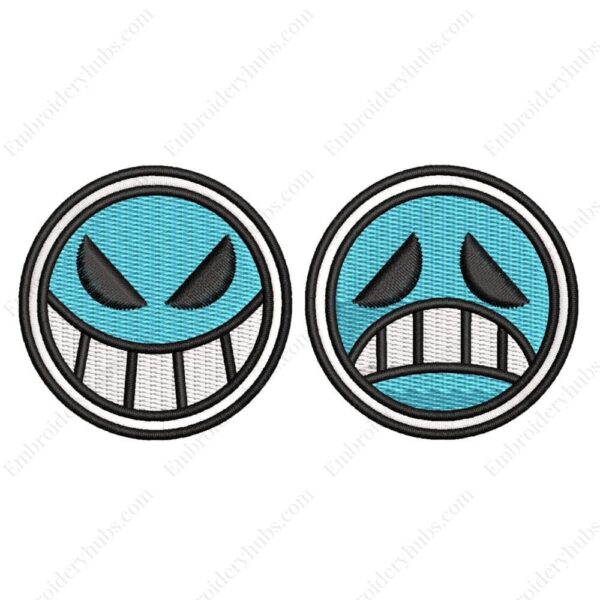Ace Hat Face Embroidery Design - One Piece Anime Embroidery Design