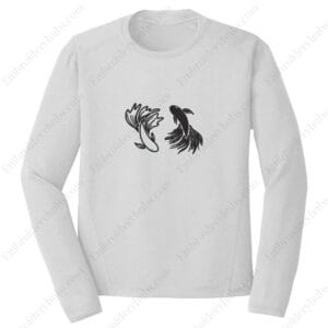 Black & White Fish Embroidery Design File - Trendy Japanese