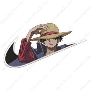 Luffy Swoosh Embroidery Design - One Piece Nike Anime Embroidery Design