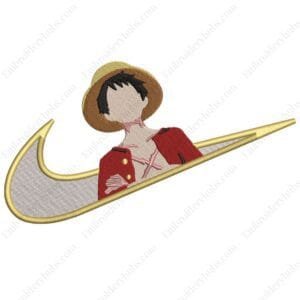 Luffy Swoosh Embroidery Design - One Piece Nike Anime Embroidery Design