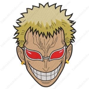 Doflamingo Face Embroidery Design - One Piece Anime Embroidery Design