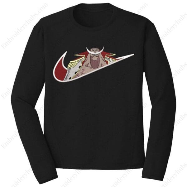 Whitebeard Swoosh Embroidery Design - One Piece Anime Nike Embroidery Design