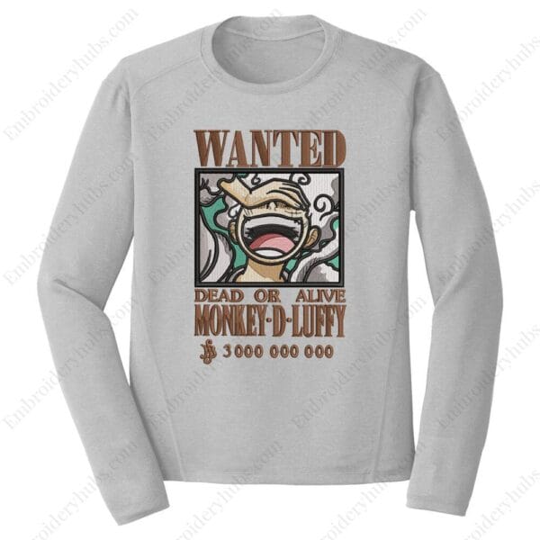 Luffy Gear5 Poster Embroidery Design - One Piece Anime Embroidery Design