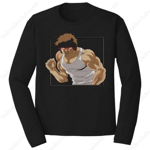 Baki Fight Pose Embroidery Design - Baki Anime Embroidery Design