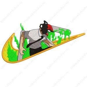 Denji Chainsaw Swoosh Embroidery Design - Chainsaw Man Nike Anime Embroidery Design