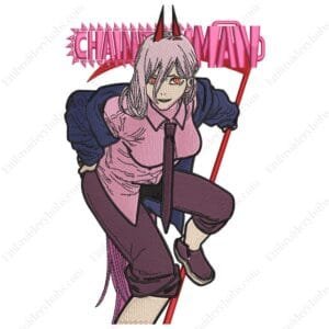 Power Chainsaw Embroidery Design - Chainsaw Man Anime Embroidery Design