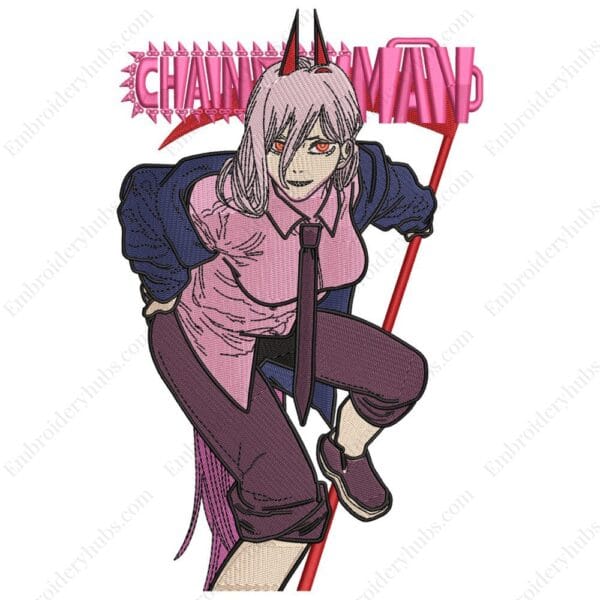 Power Chainsaw Embroidery Design - Chainsaw Man Anime Embroidery Design