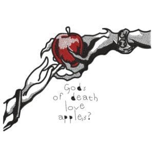 Gods Hand Apple Embroidery Design - Death Note Anime Embroidery Design