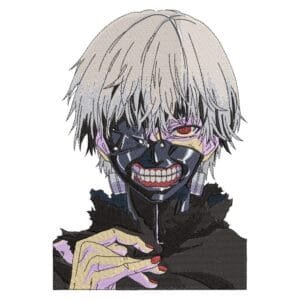 Kaneki Mask Embroidery Design - Tokyo Ghoul Anime Embroidery Design