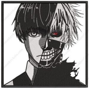 Kaneki Human x Ghoul Embroidery Design - Tokyo Ghoul Anime Embroidery Design