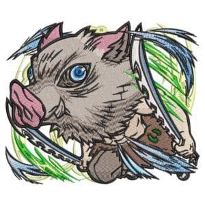 Inosuke Attack - Demon Slayer Embroidery Design