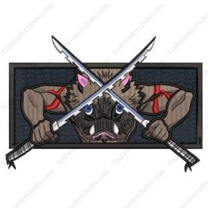 Inosuke Swords Embroidery Design - Demon Slayer Anime Embroidery Design