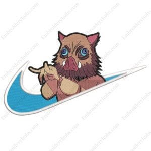 Inosuke Swoosh Embroidery Design - Demon Slayer Nike Anime Embroidery Design