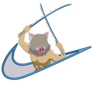 Inosuke Swoosh Embroidery Design - Demon Slayer Nike Anime Embroidery Design