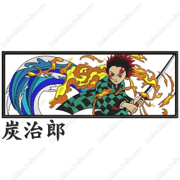 Tanjiro Attack Embroidery Design - Free Demon Slayer Anime Embroidery Design