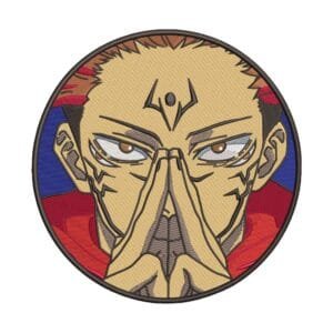 Sukuna Round Embroidery Design - Jujutsu Kaisen Anime Embroidery Design