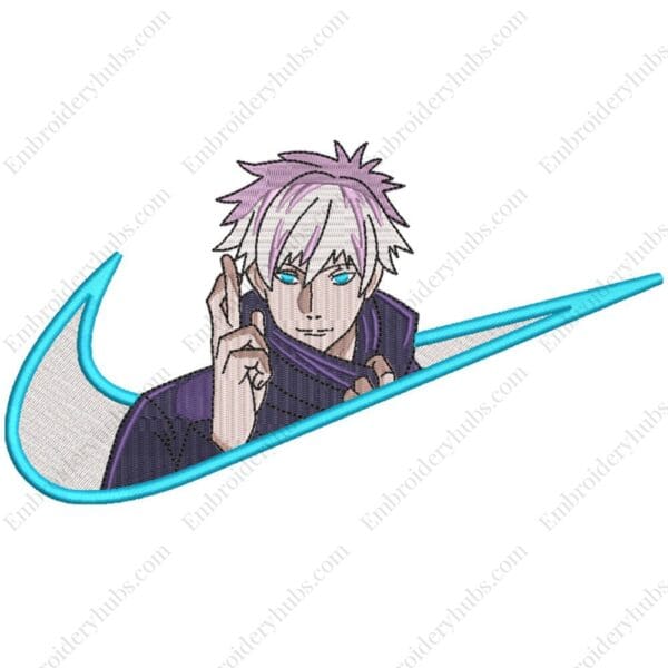 Gojo Swoosh Embroidery Design - Jujutsu Kaisen Nike Anime Embroidery Design