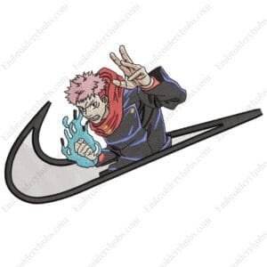 Itadori Swoosh Embroidery Design - Jujutsu Kaisen Nike Anime Embroidery Design