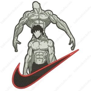 Baki Jack Swoosh Embroidery Design - Baki Nike Anime Embroidery Design