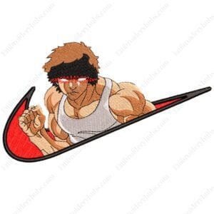 Baki Swoosh Embroidery Design - Baki Nike Anime Embroidery Design