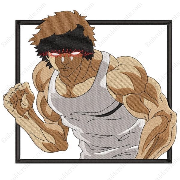 Baki Fight Pose Embroidery Design - Baki Anime Embroidery Design