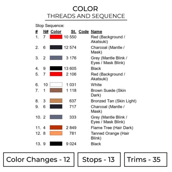 Pain Embroidery Design - Naruto Anime Embroidery Design