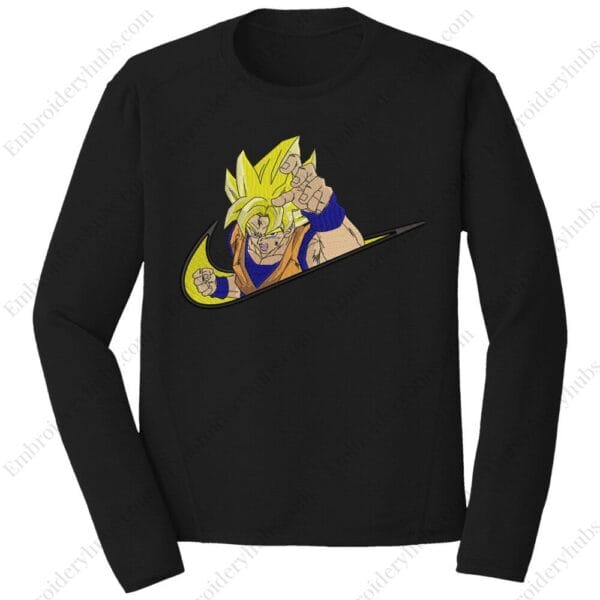 SSJ Goku Swoosh Embroidery Design - Dragon Ball Nike Anime Embroidery Design