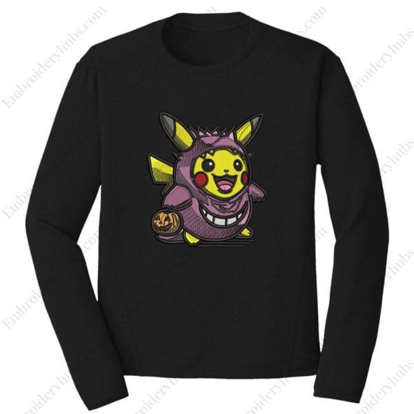 Pikachu Haloween Embroidery Design - Pokemon Anime Embroidery Design