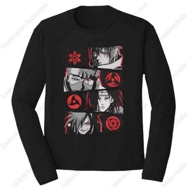 Sharingan Users Embroidery Design - Naruto Anime Embroidery Design