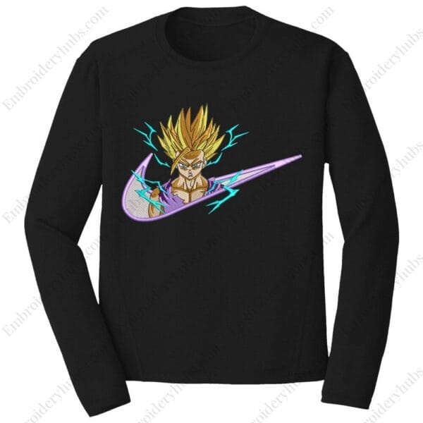 SSJ Gohan Swoosh Embroidery Design - Dragon Ball Nike Anime Embroidery Design