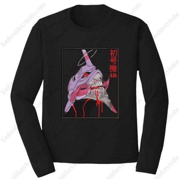 Eva 01 Embroidery Design - Evangelion Anime Embroidery Design