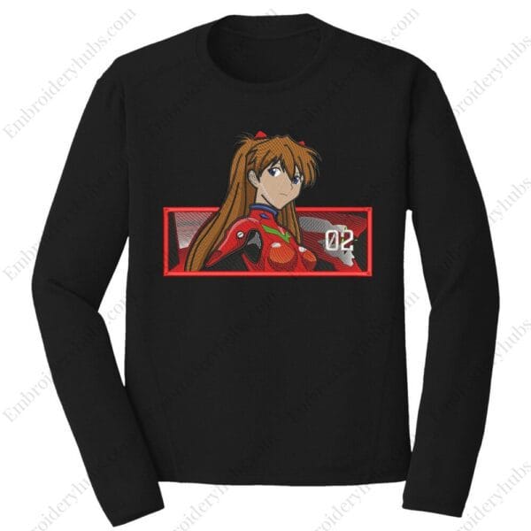 Asuka Embroidery Design - Evangelion Anime Embroidery Design