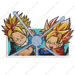 Trunks Goten Attack Embroidery Design - Dragon Ball Anime Embroidery Design
