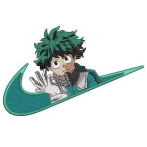 Midoriya Swoosh Embroidery Design - My Hero Academia Nike Anime Embroidery Design