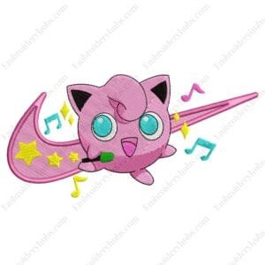 Jigglypuff Swoosh Embroidery Design - Pokemon Nike Anime Embroidery Design