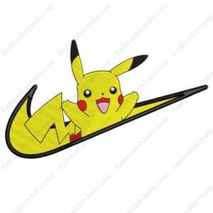 Pikachu Swoosh Embroidery Design - Pokemon Nike Anime Embroidery Design