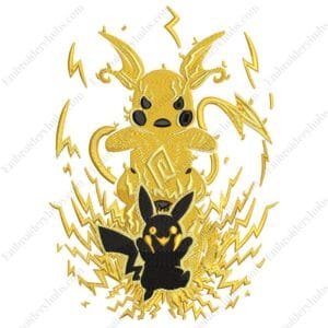 Pikachu Shock Embroidery Design - Pokemon Anime Embroidery Design
