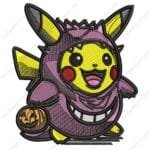 Pikachu Haloween Embroidery Design - Pokemon Anime Embroidery Design