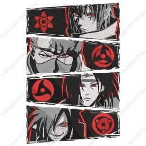 Sharingan Users Embroidery Design - Naruto Anime Embroidery Design
