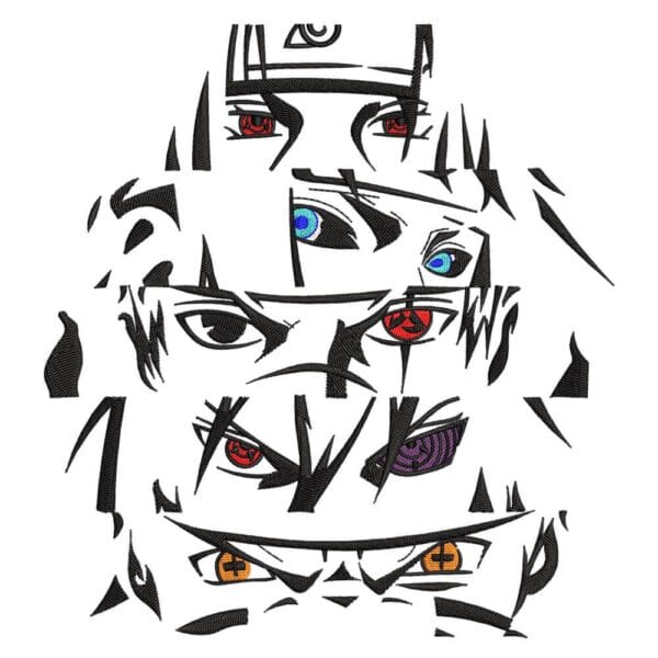 Naruto Character Eyes Embroidery Design - Naruto Anime Embroidery Design