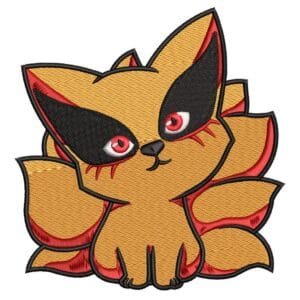 Kurama Chibi Embroidery Design - Naruto Anime Embroidery Design