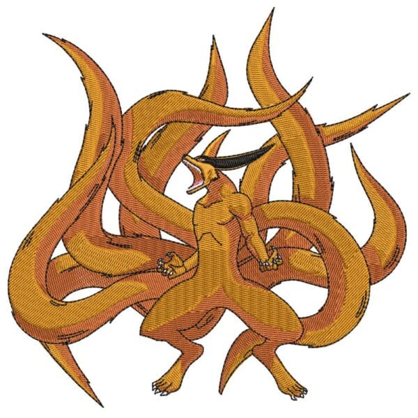 Kurama Nine Tails Embroidery Design - Naruto Anime Embroidery Design
