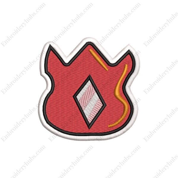 Volcano Badge Embroidery Design - Pokemon Anime Embroidery Design