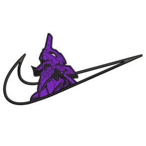 Eva 01 Swoosh Embroidery Design - Evangelion Nike Anime Embroidery Design