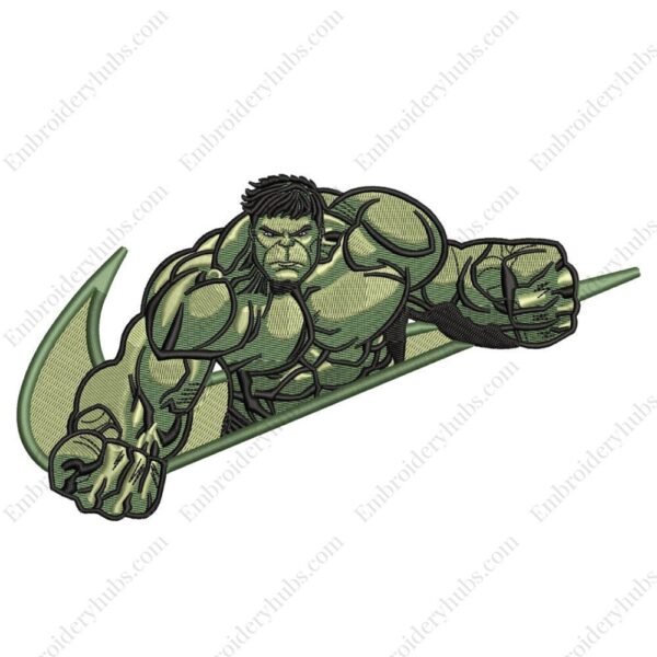 Hulk Swoosh Embroidery Design - Hulk Nike Superhero Embroidery Design