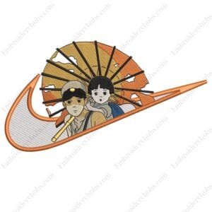 Seita Setsuko Swoosh Embroidery Design - Grave of the Fireflies Nike Anime Embroidery Design